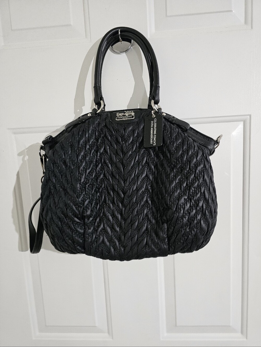Coach Quilted Black Women's Satchel Handbag -75th Anniversary Edition